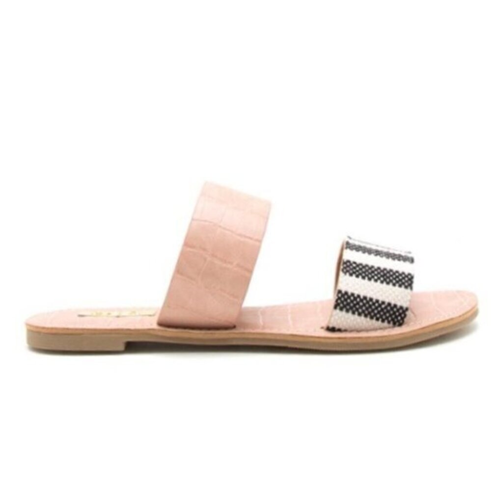 NEW Two Band Stripe Slide Sandals